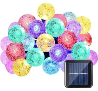 Уличная садовая гирлянда лампочки RGB Crystal Balls Lights 6 метров 20 LED фонариков на солнечной батарее, Водонепроницаемые фонарики Solar для сада