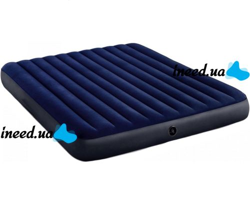 Inflatable Single mattress Avenli Flocked Air Bed Single 191x99x22cm up to 150 kg with velour coating, Inflatable bed for 1 place with pump Blue