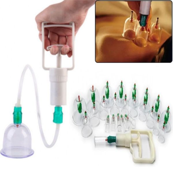 Вакуумные массажные антицеллюлитные банки с насосом - Pull Out a Vacuum Apparatus KL 24 шт, Медицинский набор из 24 вакуумных банок для массажа