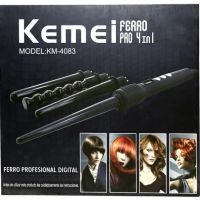 Kemei KM-4083 4-in-1 cone curling iron for curling hair, spiral styler with replaceable nozzles multi-styler with ceramic coating curling iron
