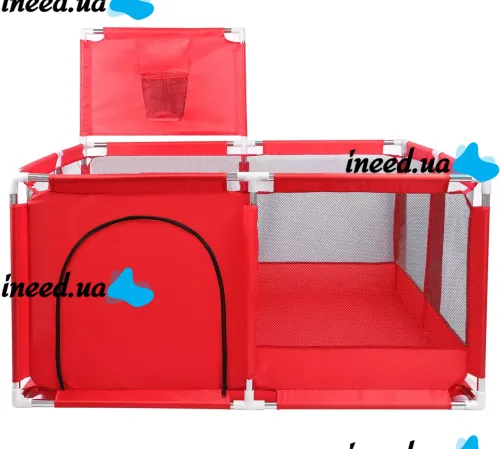 Детский складной манеж IMBABY LJ-200819 с кольцом для баскетбола и мячиками для детей, Сухой игровой бассейн с шариками и забором для малышей