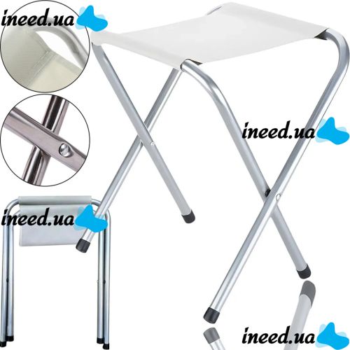Туристичний складаний стілець Stool Folding Table NA-16 - 2024 до 80 кг для кемпінгу, розкладна табуретка 30х34х35 см для риболовлі та пікніка Білий