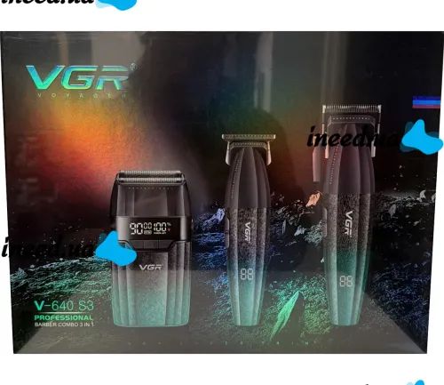Набір для стрижки волосся VGR V-640 S3 3 в 1 акумуляторна машинка, тример і електробритва для окантовки бороди і вусів зі змінними насадками від USB