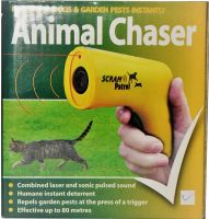 Ультразвуковий ручний відлякувач собак з лазером Scram Patrol 0027 Dog Reppeler для відлякування і дресирування тварин на батарейках Жовтий