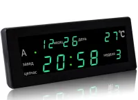 Електронний настільний годинник Caixing CX 909-A із зеленим Led підсвічуванням, Настільний цифровий годинник червоний з датою і термометром від мережі 220V