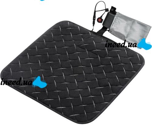 Square Mat Bedding Folem KM-56711 Heated for Chairs, Legs and Animals Heating Pad 45x45 cm 3 Modes of Operation from USB Power Bank in Bed Black