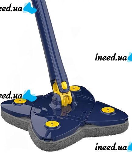 Квадратна телескопічна швабра Triangle Spin Mop для сухого та вологого прибирання регульована швабра конюшина з віджимом 360 для миття вікон і стін