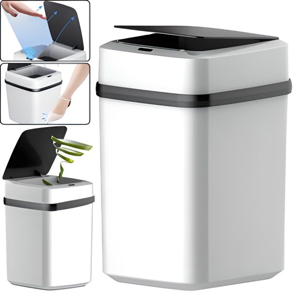 Умное автоматическое мусорное ведро на 10 л Sensor Trash Box JH-68 с сенсорной крышкой для мусора, Сенсорная корзина с умным датчиком на батарейках