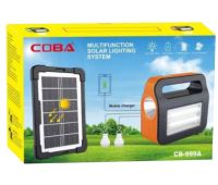 Автономная солнечная зарядная станция LED фонарь COBA CB-999A с 2 лампочками Power Bank, Прожектор и 2 лампочки с функцией повербанка Оранжевый