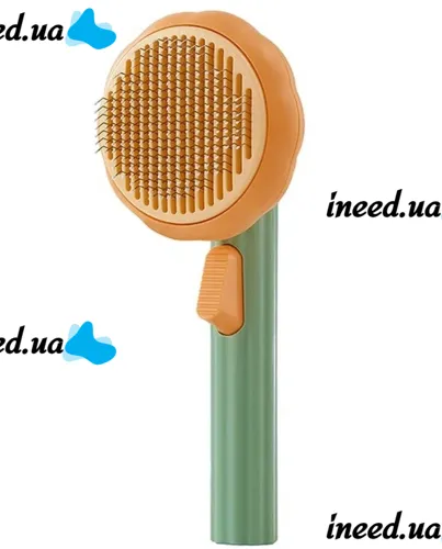 Щітка для вичісування шерсті для тварин Pet Brush pumpkin, Ковтуноріз для чищення підшерстя у собак і котів з кнопкою для грумінгу котів Дешеддер