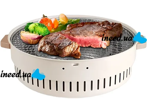 Бездимний круглий гриль з решіткою Stove NO.898 30 см для барбекю, Вугільна складна кругла піч для смаження м'яса, риби та овочів для кемпінгу
