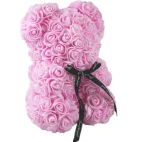 Little Teddy Bear made of Artificial 3D Roses Teddy Bear de Luxe 25 cm Pink, Light Pink Teddy Bear