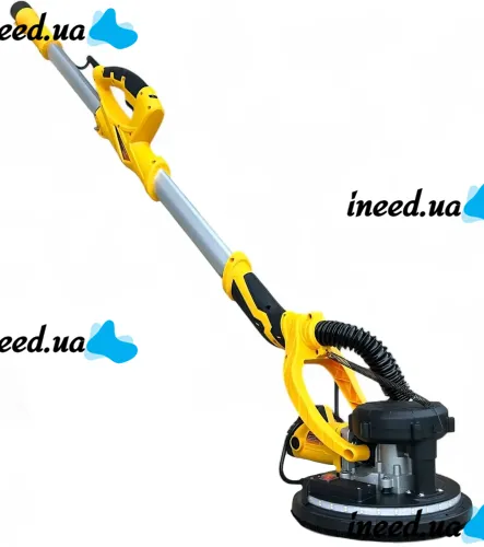 Шліфувальна машина з подовжувачем DeWalt SFMEE500S 215мм з пилозбірником для стін і стель, Шліфувальна машина жираф Деволт з пилососом і підсвічуванням від мережі