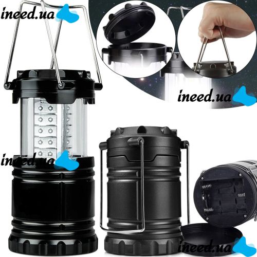Світлодіодний кемпінговий ліхтар Power Line WF86 30LED від батарейок 3W, розкладна лампа ліхтарик на батарейках для аварійного освітлення 3Вт Чорний