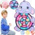 Children's Dartboard Set Sticky Ball Elephant with 3 Velcro Balls, Toy Soft Darts in the Form of an Animal on the Wall for Children Blue