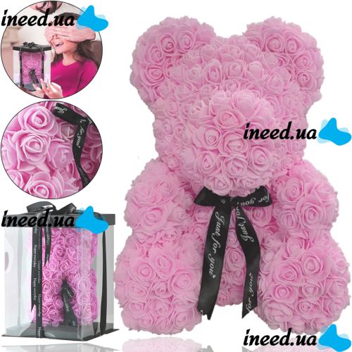 Little Teddy Bear made of Artificial 3D Roses Teddy Bear de Luxe 25 cm Pink, Light Pink Teddy Bear