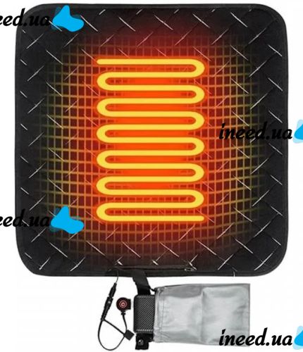 Square Mat Bedding Folem KM-56711 Heated for Chairs, Legs and Animals Heating Pad 45x45 cm 3 Modes of Operation from USB Power Bank in Bed Black