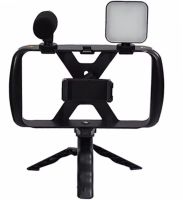 Live Broadcast TL-49T 4in1 phone cage tripod with Led light and microphone, Monopod smartphone holder with remote control for selfies and video
