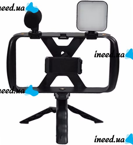 Live Broadcast TL-49T 4in1 phone cage tripod with Led light and microphone, Monopod smartphone holder with remote control for selfies and video