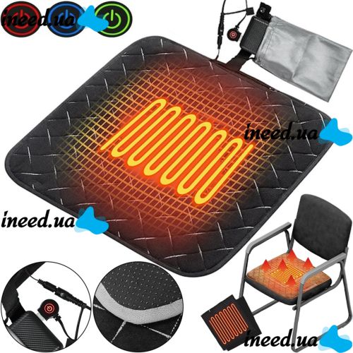 Square Mat Bedding Folem KM-56711 Heated for Chairs, Legs and Animals Heating Pad 45x45 cm 3 Modes of Operation from USB Power Bank in Bed Black