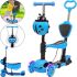 Tricycle Children's Running Scooter Scooter FYS-2864 Blue 5 in 1 with Folding Seat, Parent Handle and Luminous Wheels for Children Blue