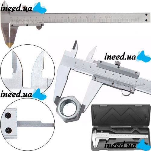 Vernier Caliper KC-A150 0-150mm mechanical Vernier caliper with depth gauge in a case, 15 cm Vernier caliper for external and internal measurements made of steel