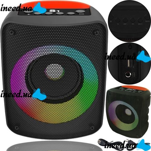 JBK-S1 Wireless Bluetooth Speaker with RGB LED Backlight and Power Bank Function, Rechargeable Bluetooth Speaker USB AUX for Android IOS Black