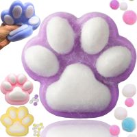 Силіконова іграшка антистрес сквіш котяча лапка Squishy Toys з ворсинками для рук, Дитяча м'ялка лапа кота Моті Каваї з кульками 2410-4 для дітей