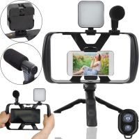 Live Broadcast TL-49T 4in1 phone cage tripod with Led light and microphone, Monopod smartphone holder with remote control for selfies and video