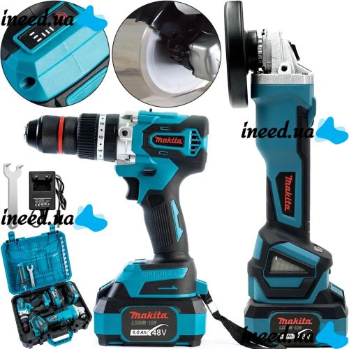 Акумуляторний набір Makita 2в1 Шуруповерт дриль DTW485 Болгарка DGA506ZPRO 48V 6Ah, Комплект електроінструментів Макіта 2 акумулятори в кейсі