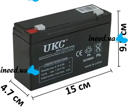 Sealed battery BATTERY UKC 6V 12A lead-acid rechargeable battery