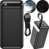 External Battery Borofone Power Bank BJ14D 50000mAh Black for 2 USB 22.5W and USB-C 20W, UMB Powerbank Battery with Phone Charging Strap Black