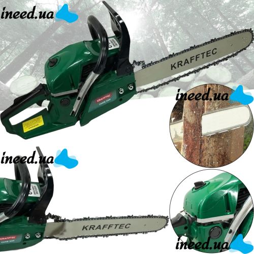 Gasoline chainsaw Krafftec KRA-5800 7 hp 45 cm bar for trimming trees and cutting firewood, Chainsaw Adeytos 18" inch 58cm3 Green