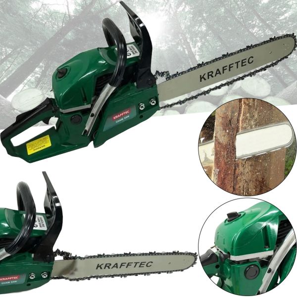 Бензиновая цепная пила Krafftec КRА-5800 7 л.с шина 45 см для обрезки деревьев и распила дров, Бензопила Adeytos 18" дюймов 58см3 Зеленая