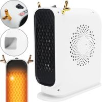 Outdoor Spiral Heater Fan Heater Voltronic JIEBO-N8 500W with Deer Horns, Portable Desktop Electric Heater Deer White