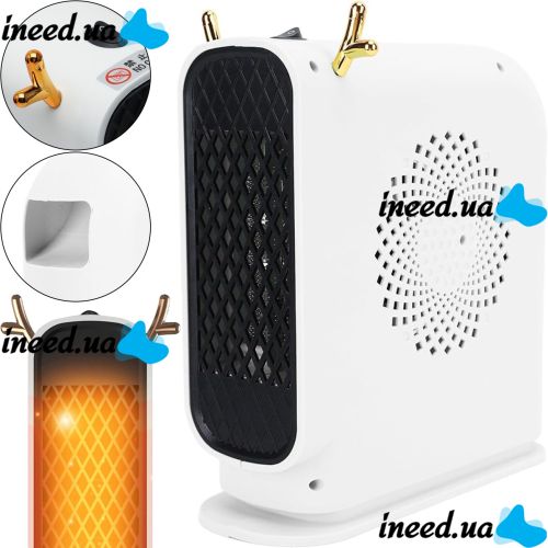 Outdoor Spiral Heater Fan Heater Voltronic JIEBO-N8 500W with Deer Horns, Portable Desktop Electric Heater Deer White