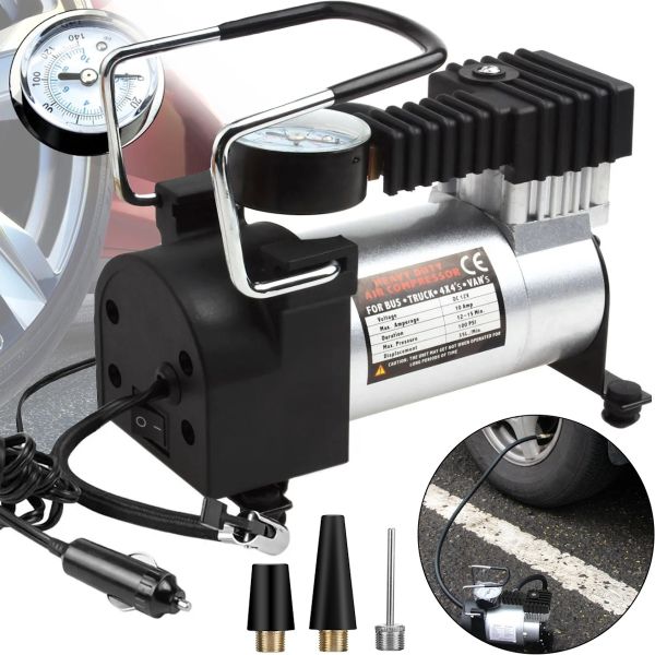 Автокомпрессор от прикуривателя Аir pump HS-208 965кПа для накачки шин 140PSI 10Amp Автомобильный компрессор насос для подкачки колес машины Черный