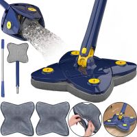Квадратна телескопічна швабра Triangle Spin Mop для сухого та вологого прибирання регульована швабра конюшина з віджимом 360 для миття вікон і стін