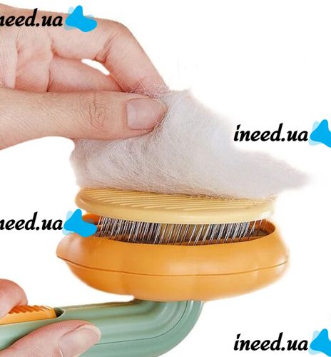Щітка для вичісування шерсті для тварин Pet Brush pumpkin, Ковтуноріз для чищення підшерстя у собак і котів з кнопкою для грумінгу котів Дешеддер
