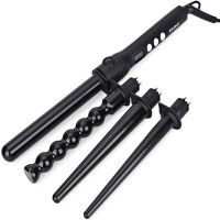 Kemei KM-4083 4-in-1 cone curling iron for curling hair, spiral styler with replaceable nozzles multi-styler with ceramic coating curling iron