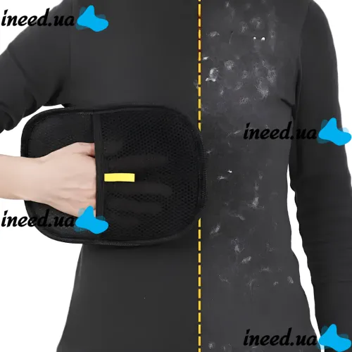 Двостороння рукавичка Pet Hair Removal Glove PL-23 для видалення шерсті тварин, електростатична щітка для прибирання ворсу, пилу та волосся 24х16 см