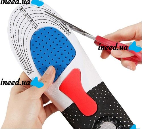 Orthopedic insoles size 39-44 with rigid supinator and gel heel AND195 universal trimmed insoles from flat feet, blisters for shoes