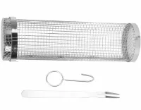 Cylindrical non-stick grill grid basket IRIS KT-183 for vegetables meat fish without handle, stainless steel barbecue grate with rotation