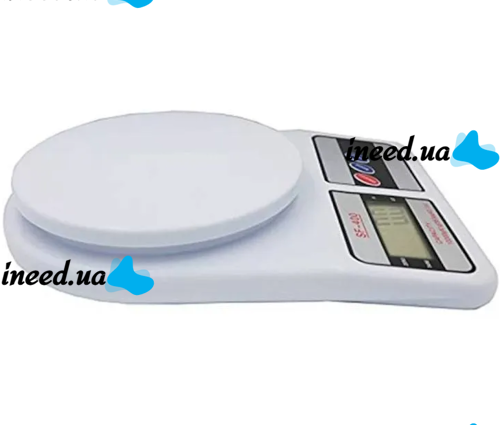 Electronic Table Scales from 1g to 7 kg SF-400, Kitchen Scales with LED Display with Round Platform for Weighing Products White