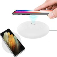 Беспроводное зарядное устройство Awei W7 10W с подсветкой 7 цветов White, Универсальная беспроводная зарядка 10 Вт Авей Белый