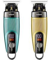 Акумуляторна машинка для стрижки волосся VGR V-975 5W бездротовий чоловічий тример для окантовки бороди і вусів зі змінними насадками і дисплеєм USB