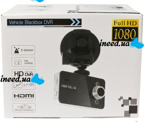 Автомобильный видеорегистратор DVR K6000 Full HD Vehicle Blackbox DVR 1080p, DVR 6000 FullHD, Авторегистратор экран 2,4 дюйма в салон машины Черный