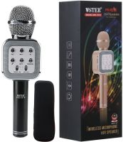 Wster WS-1818 Bluetooth USB AUX FM Wireless Karaoke Microphone with Built-in Speaker and Battery Powered Voice Changer in Case WS1818