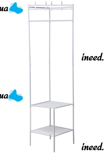 Кутова вішалка для одягу Corner Coat Rack TM2-202 вертикальна стійка з гачками для зберігання речей і двома полицями для взуття 170х43 см White