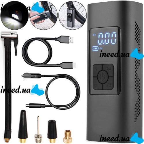 Автомобильный компрессор Intelligent Inflator Pump XO CZ012 6000mAh аккумуляторный воздушный автокомпрессор с ЖК монитором портативный насос для шин